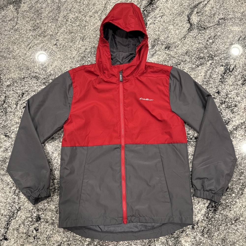 Eddie Bauer Jacket Youth‎ Size Large 14/16 Red Gray Full Zip Outer Shell Only